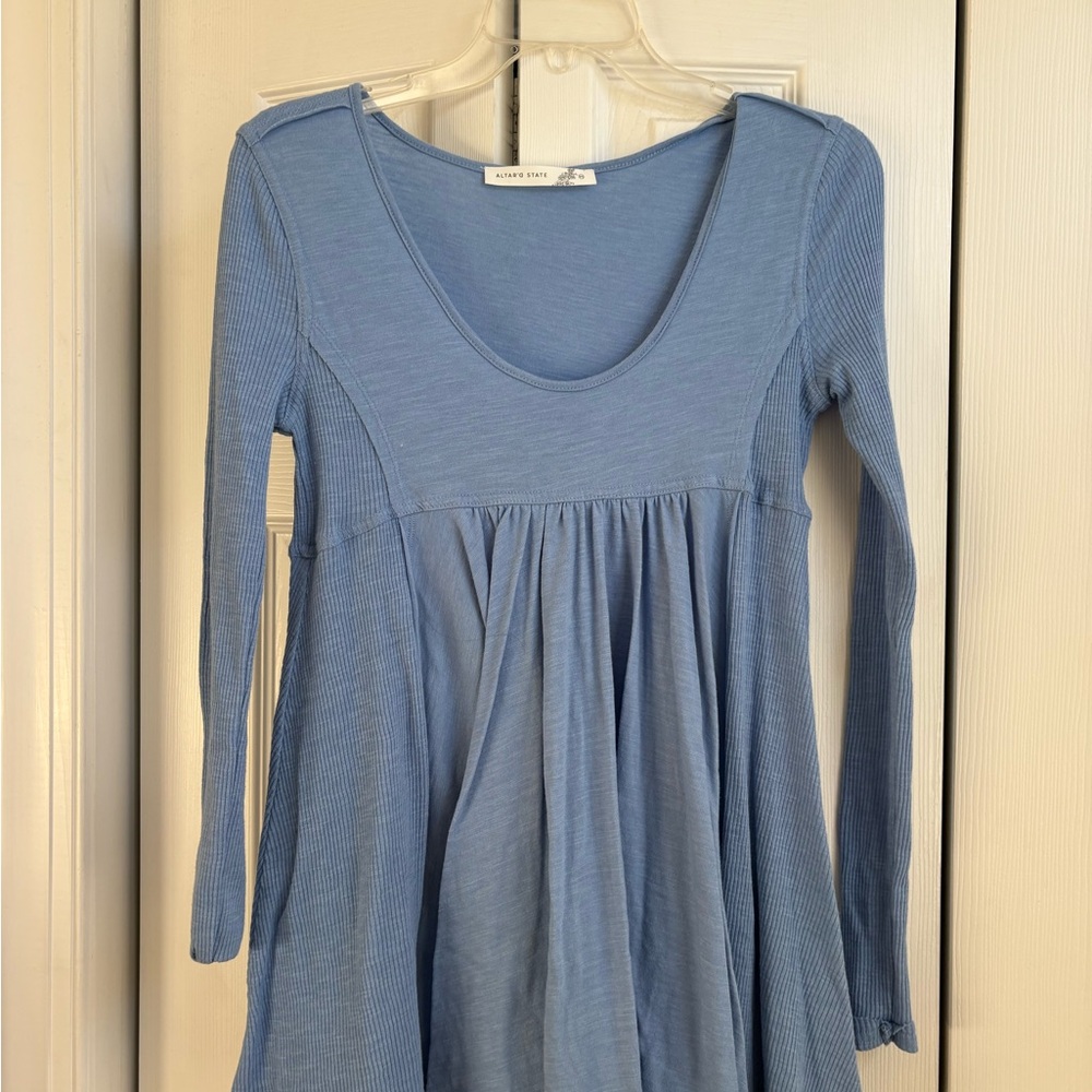 Altar'd State Light Blue Ribbed Tunic